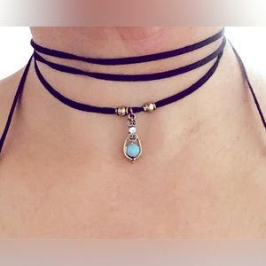 Etcetera | Black Choker Turquoise Accent Silver